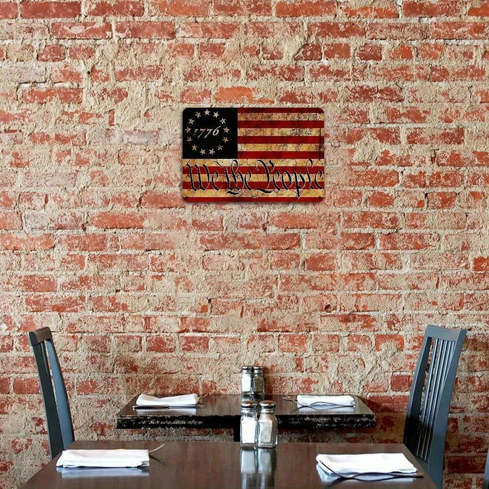 pc American Flag Metal Sign, We the People 1776 Vintage Style - Item#H-4