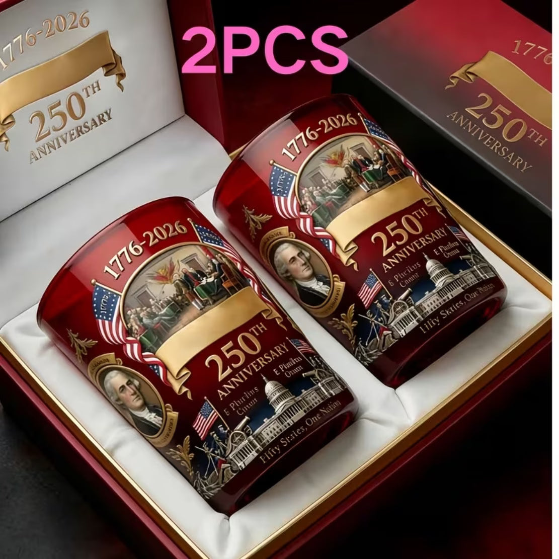 2 Pieces 12Oz Glasses for The 250Th Anniversary Heritage Whiskey - Item#H-6