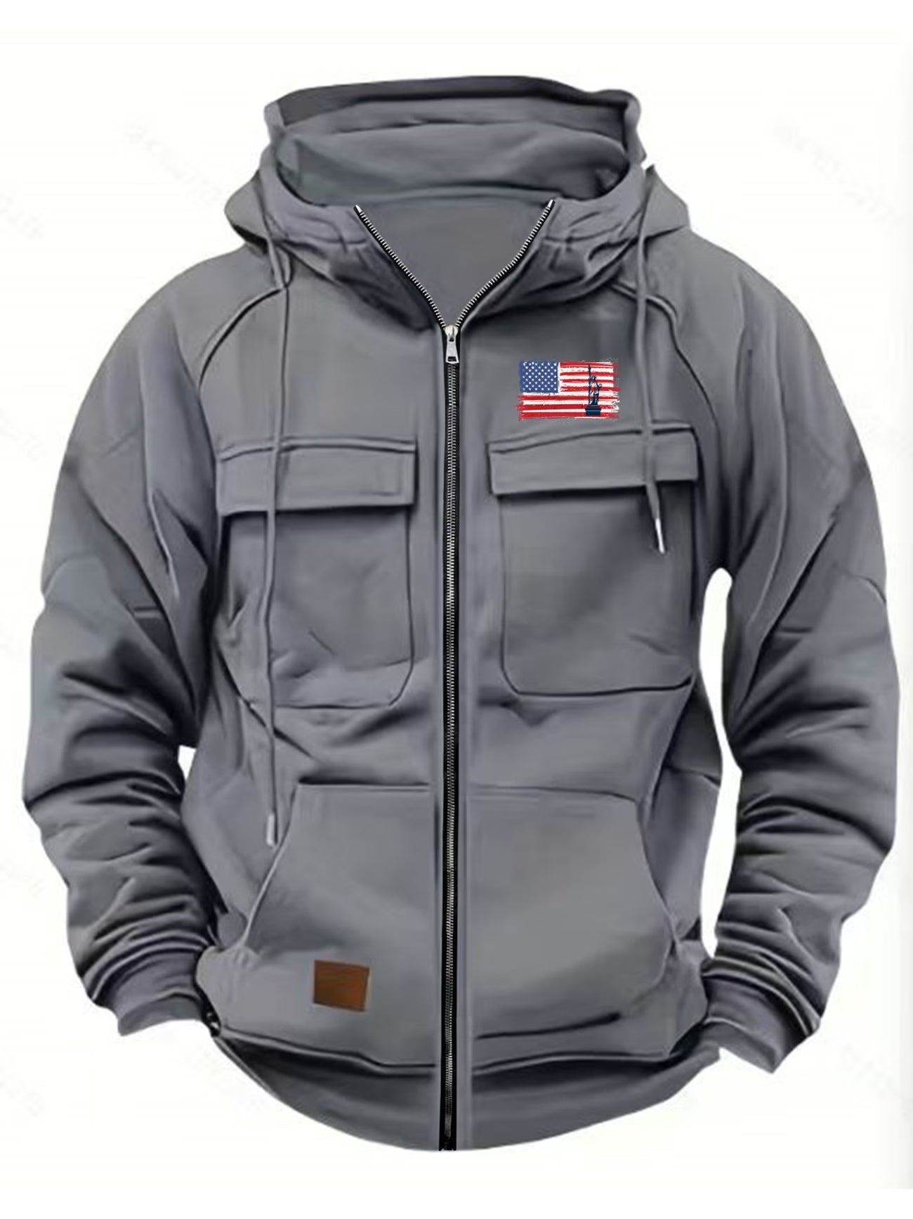 Autumn/Winter Men's Long Sleeve American Flag Zip-Up Apparel