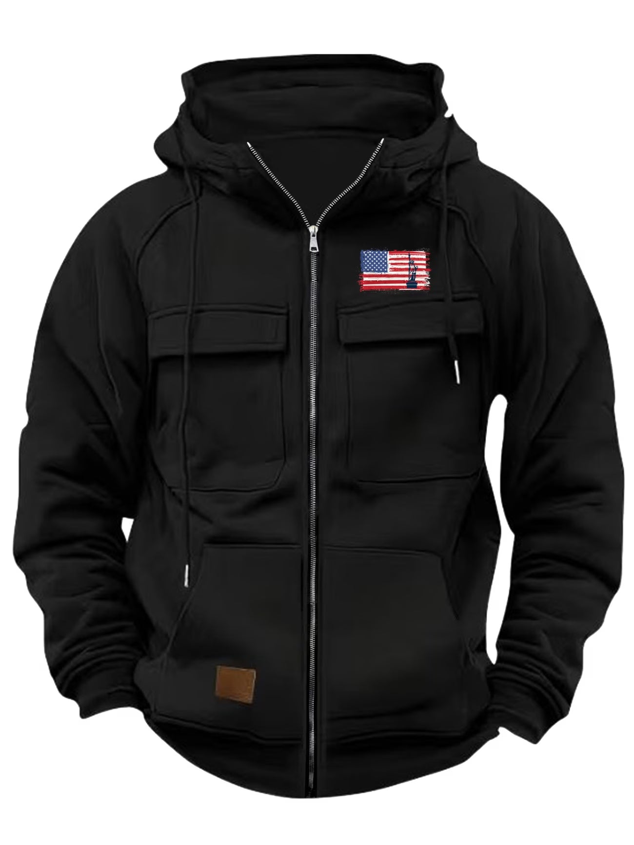 Autumn/Winter Men's Long Sleeve American Flag Zip-Up Apparel