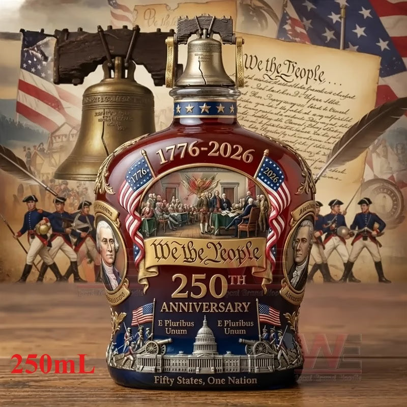 A Commemorative Whiskey Bottle with a Cap Featuring The 250Th Anniversary of The United States' Independence - Item#H-1
