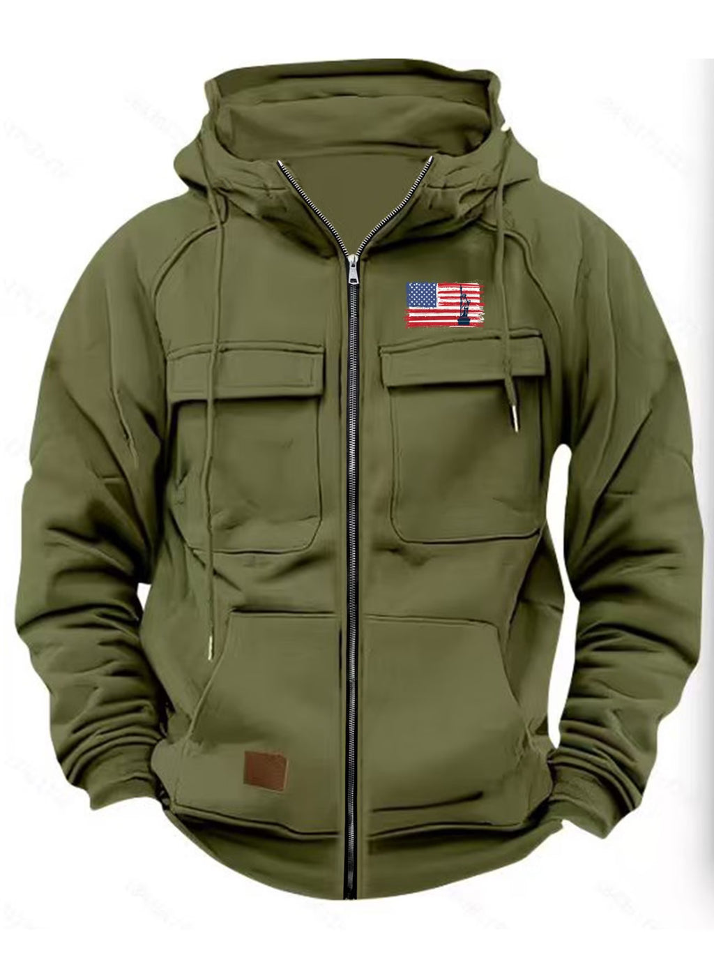 Autumn/Winter Men's Long Sleeve American Flag Zip-Up Apparel