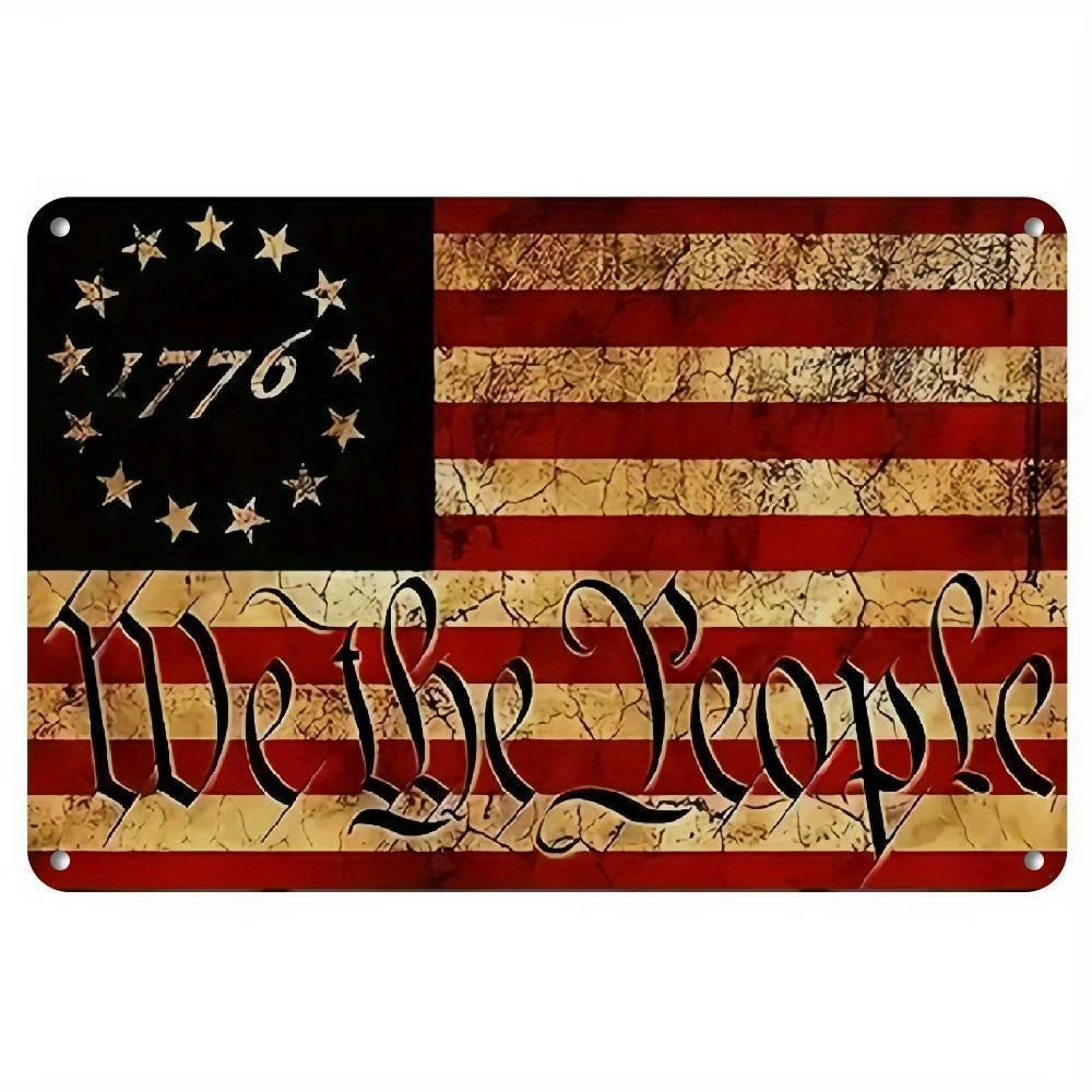 pc American Flag Metal Sign, We the People 1776 Vintage Style - Item#H-4