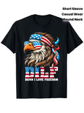 Funny Patriotic DILF Damn I Love Freedom Eagle Mullet T-Shirt - Item#T-2