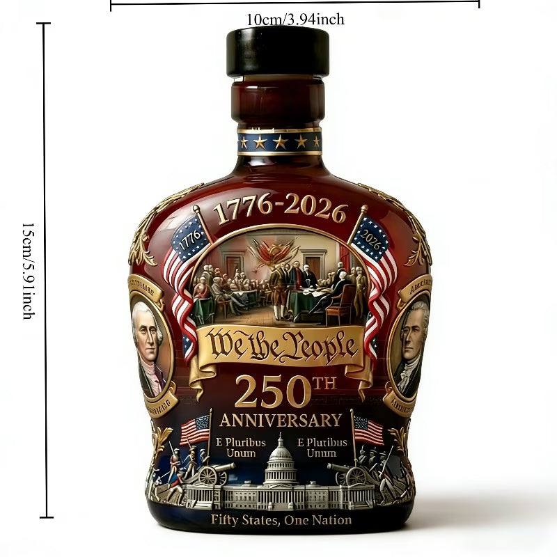 A Commemorative Whiskey Bottle with a Cap Featuring The 250Th Anniversary of The United States' Independence - Item#H-1