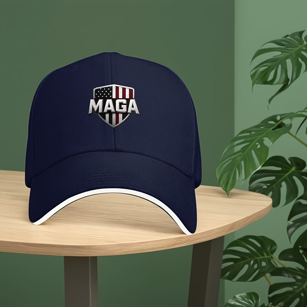 Breathable Sandwich Baseball Cap, Polyester Printed Lightweight Sports Cap, Adjustable Vent Design, Perfect Father's Day Independence Day Gift, Summer Quick Drying Sun Protection