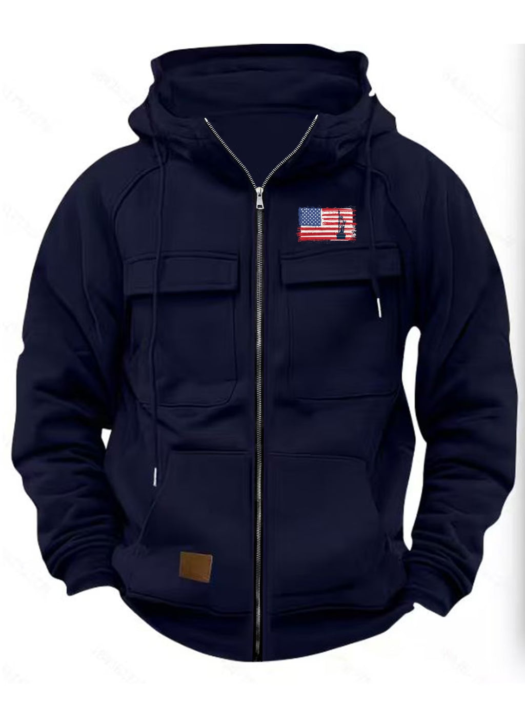 Autumn/Winter Men's Long Sleeve American Flag Zip-Up Apparel